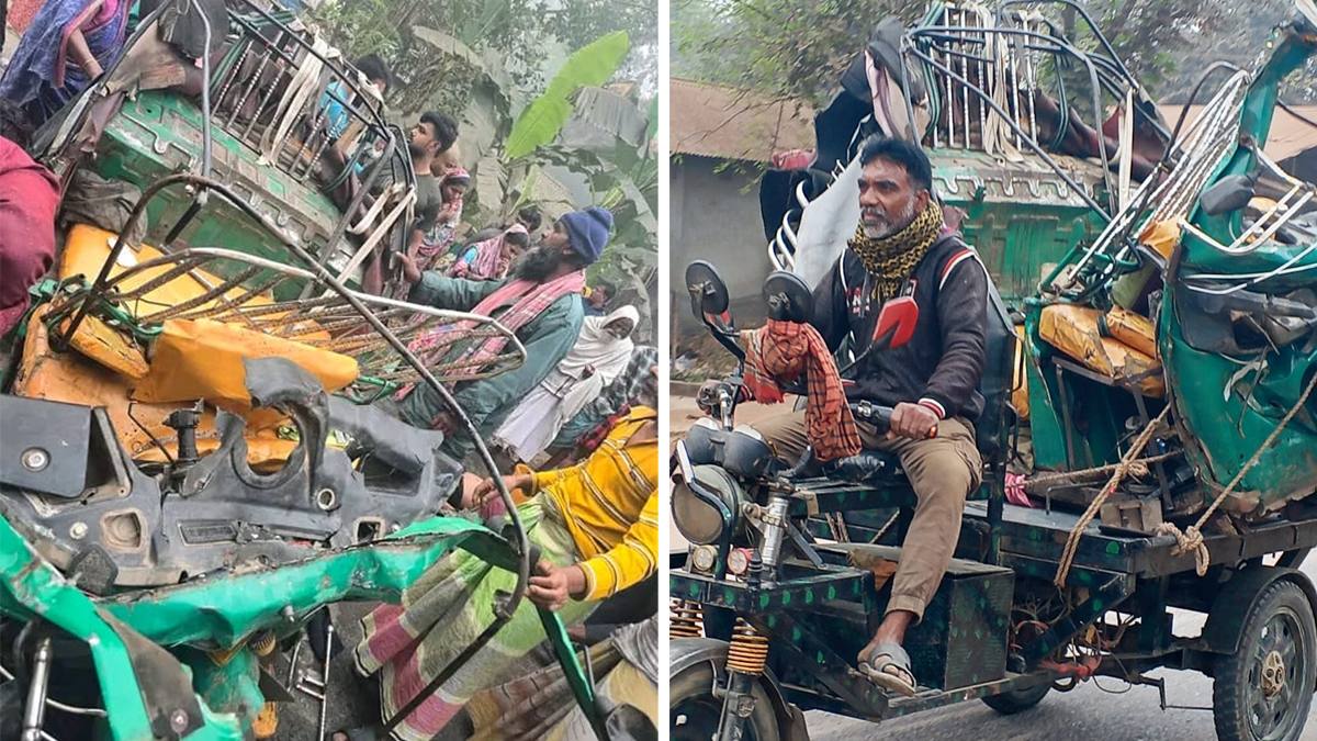 বাঘায় সিএনজি-ভটভটির মুখোমুখি সংঘর্ষে নিহত ৩