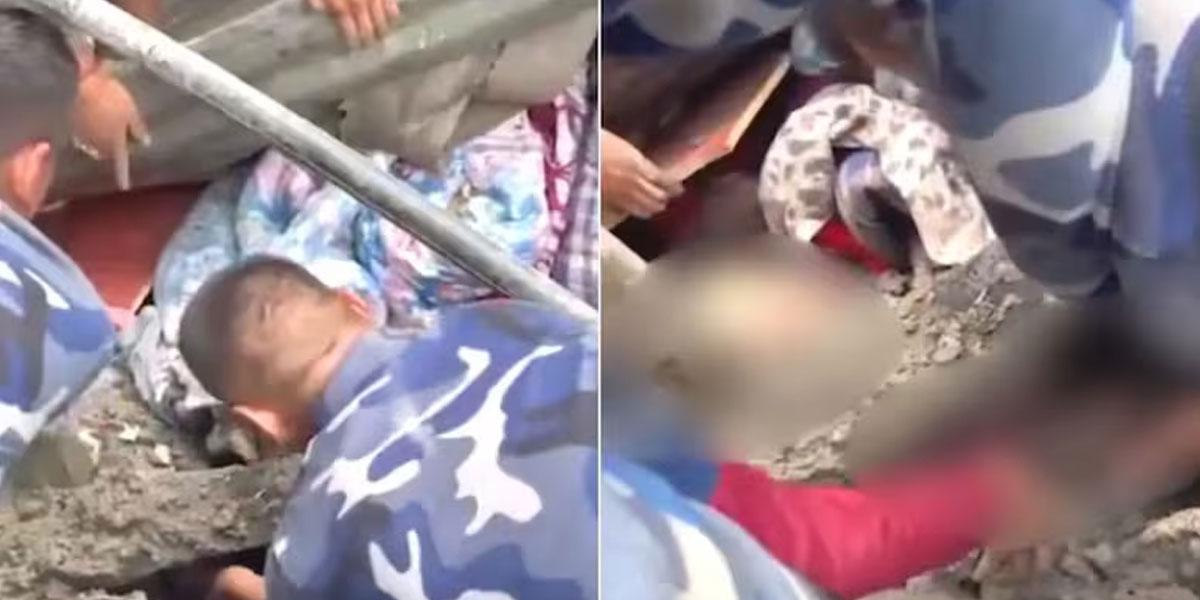 নেপালে বন্যার ৩ দিন পর কাদা থেকে শিশু উদ্ধার